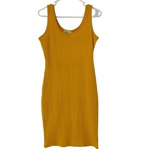 Womens Love J Size M Yellow Rib Tank Dress Shirt Knee Length 5189 Casual Lounge